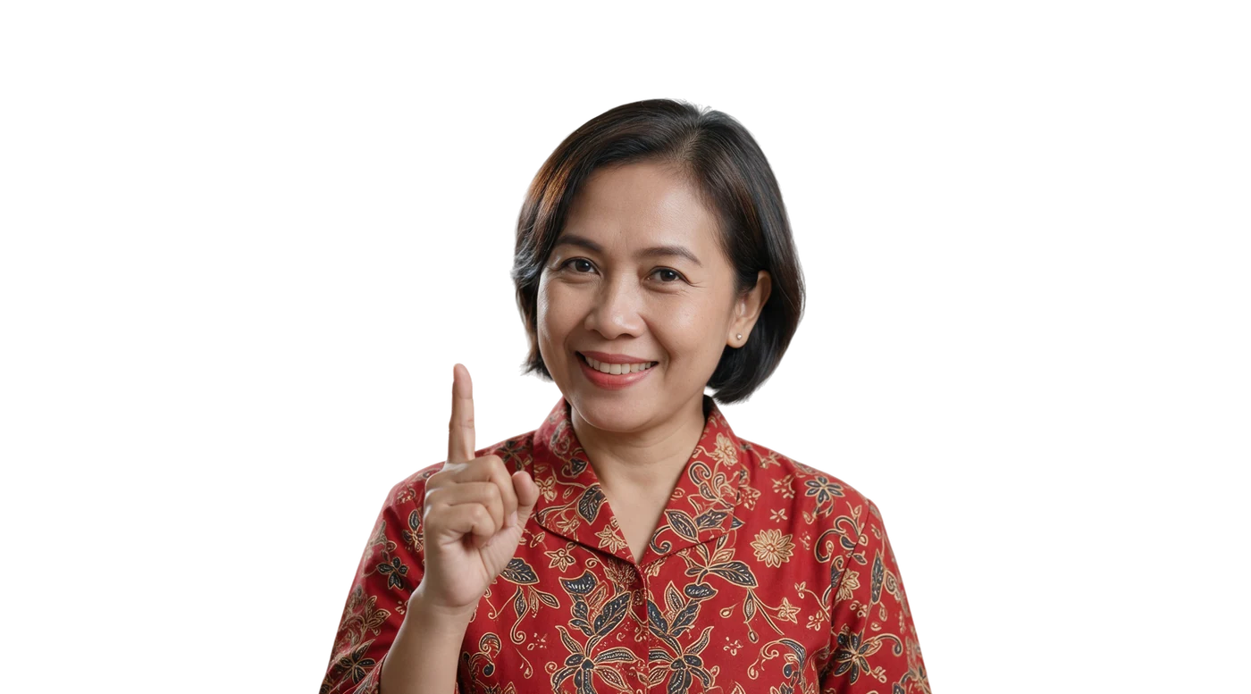 Kepala SD Mustikane tersenyum