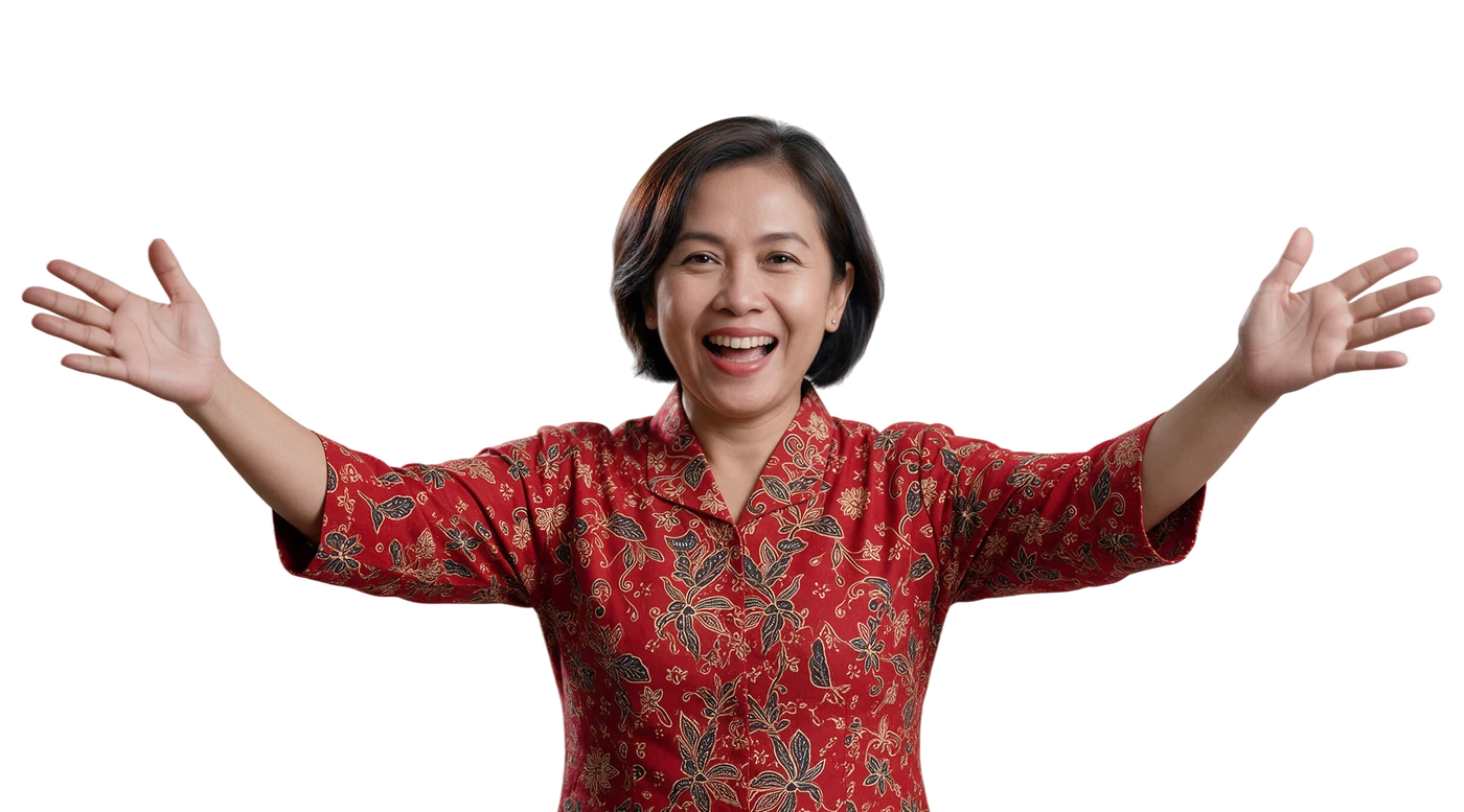 Kepala SD Mustikane merentangkan tangan menyambut