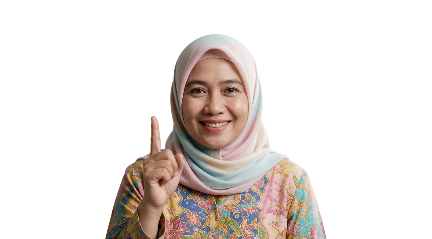 Kepala TK Mustikane tersenyum