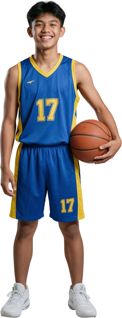 Murid SMA Mustikane di klub basket membawa bola