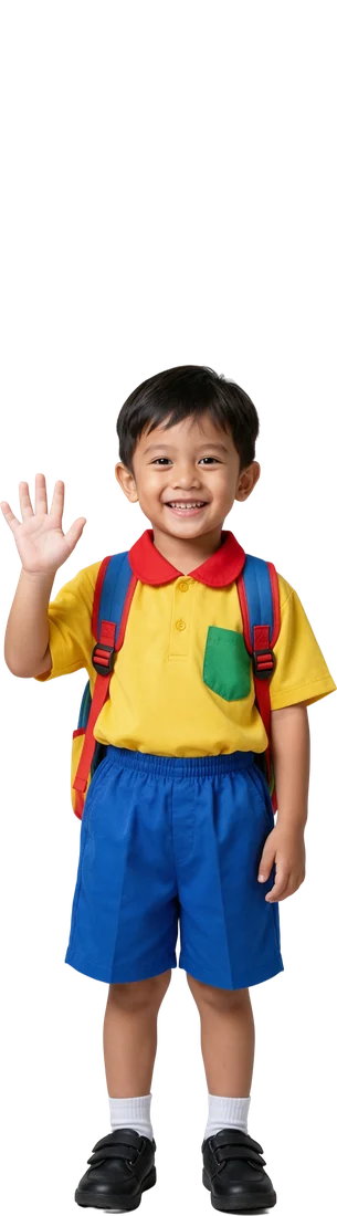 Murid TK Mustikane melambaikan tangan