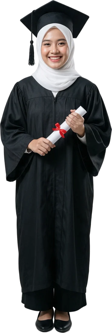 Alumni Mustikane mengenakan toga wisuda