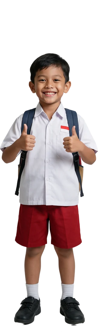 Murid SD mengacungkan dua jempol