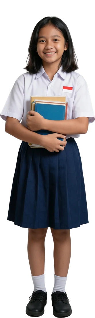 Murid SMP memeluk buku