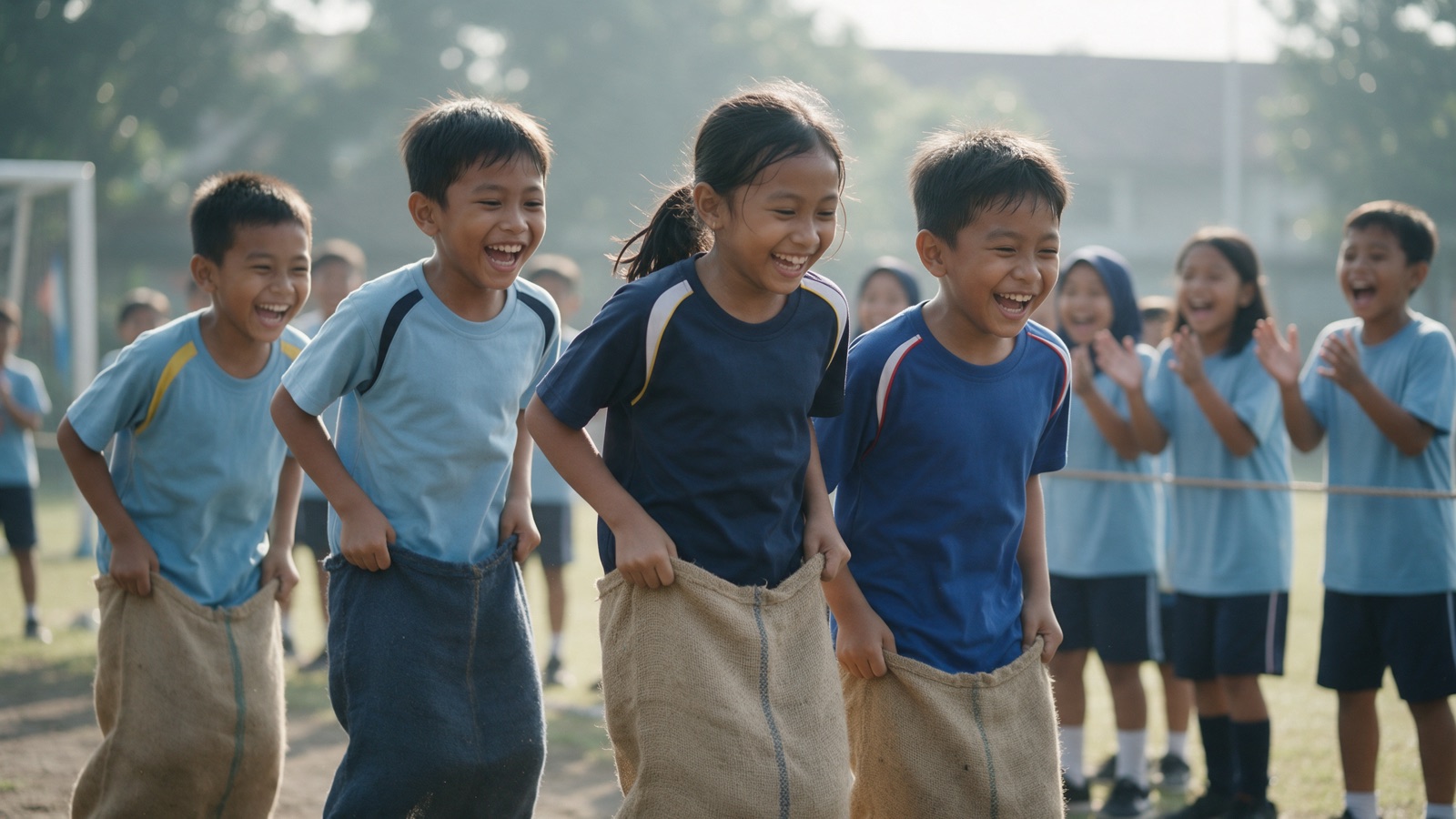 Murid SD berlomba balap karung